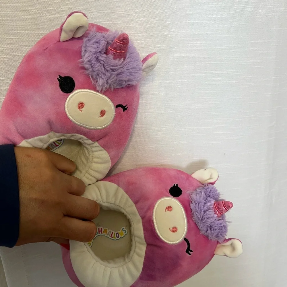 Squishmallows Pink Unicorn Plush Slippers